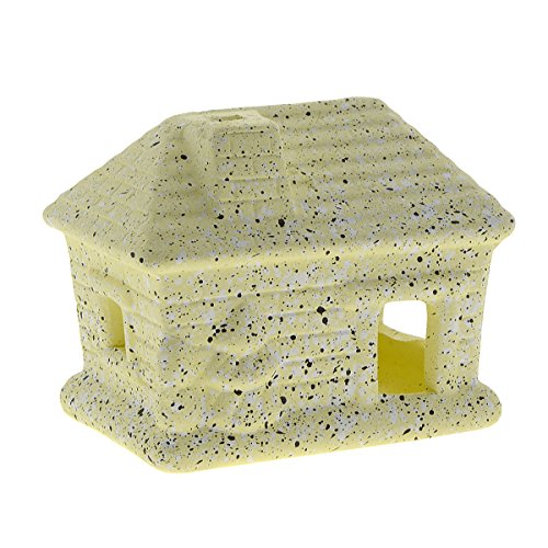 Saim Aquarium Ornament Ceramic Small Wooded House Fish Tank Decorations Landscape Decor For Betta Fish Amano Shrimp To Play, Hide, Rest And Breed, Yellow #TOP4