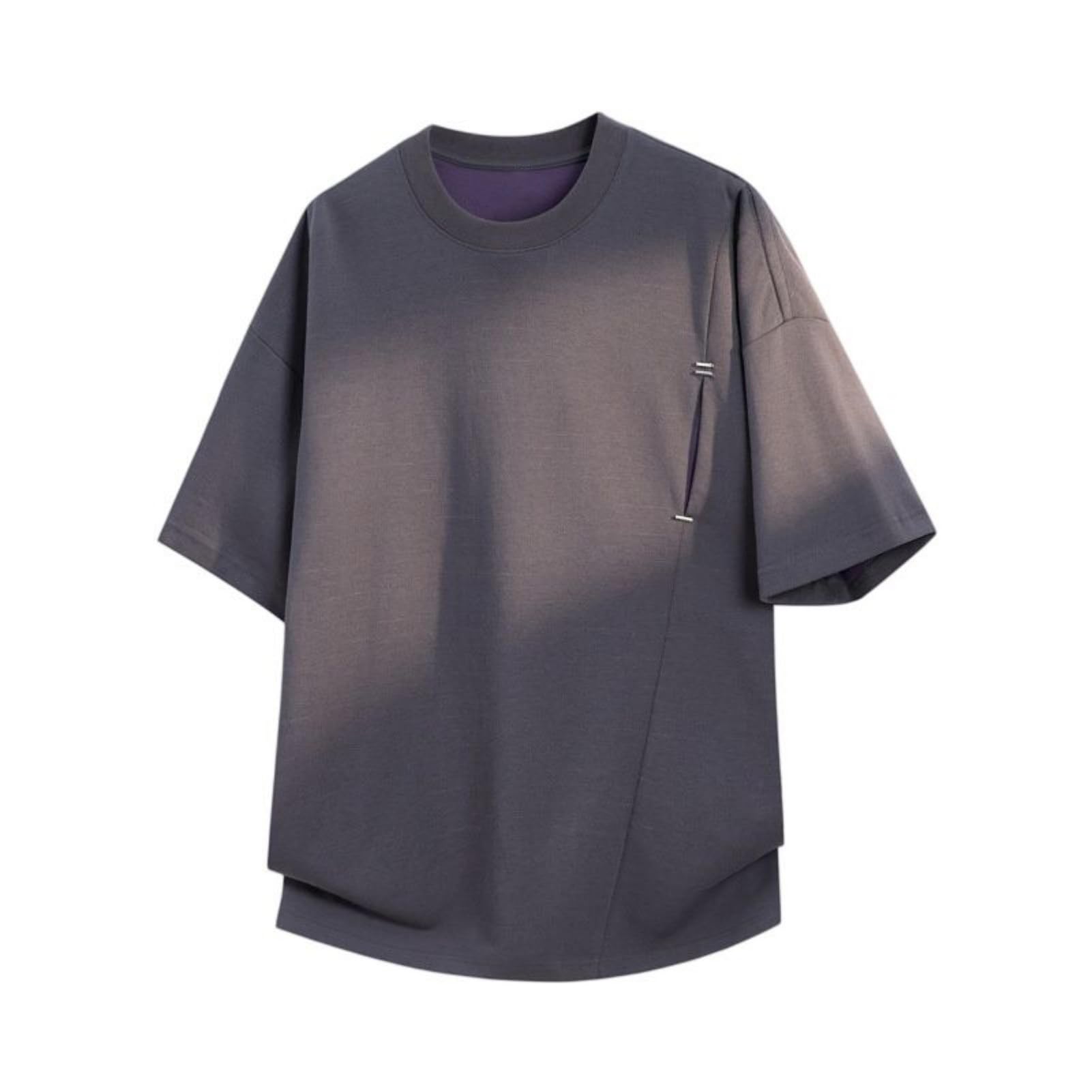 Maglietta da uomo a maniche corte a blocchi di colore a blocchi di cotone, vestibilità larga, per abbigliamento streetwear da viaggio casual