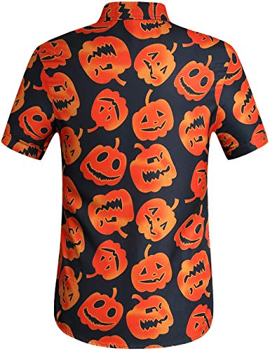 SSLR Mens Halloween Shirt, Short Sleeve Pumpkins Shirts Button Down Light Weight Causal2