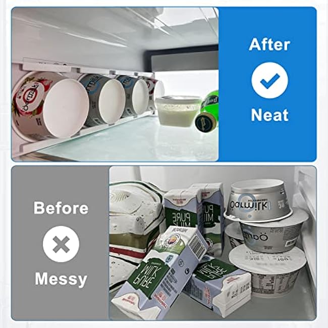 Yogurt Organizer for Fridge, Yogurt Holder for Refrigerator Greek and Vegan Yogurt Organizer Slider Yogurt Organizer Sliding Yogurt Holder w/Adhesive Tapes for 4 Yogurts of 3.75 inch, 1 Pack