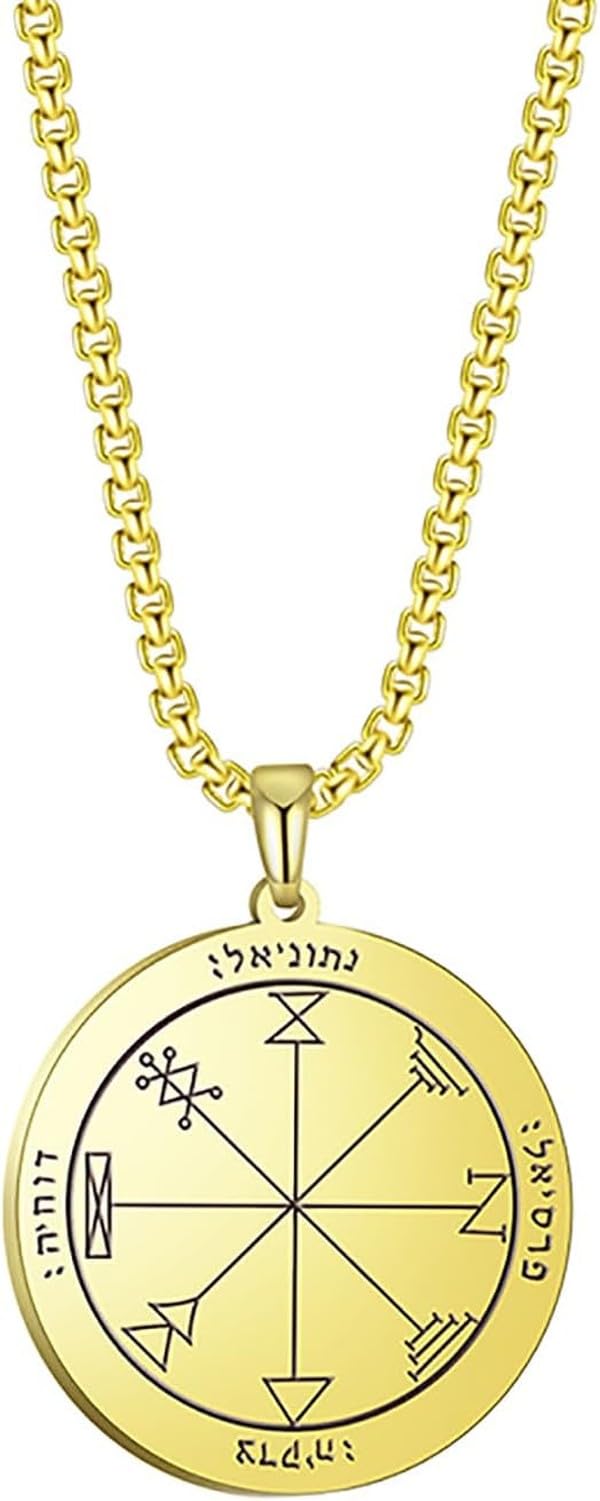 Faozhuo Jupiter Pentacle Solomon Key Pendant Necklace and Keychain Set Talisman Amulet, Pentacle of JupiterC