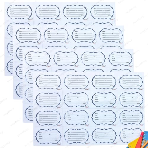 Image of Name Stickers for Notebooks & Books - Pack of 64 Durable Labels | School Stationery Essentials | Name Slips & Book Labels (Formal)