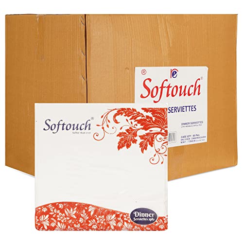 Image of Softouch 2 Ply Tissue Paper Napkin | 60 Packets | 50 Pcs per Packet | Size 40x40 cm | Total 3000 Napkins | Soft & Absorbent | Ideal for Parties, Restaurants, and Homes