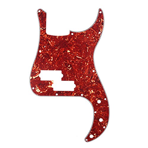 Musiclily 13 Hole Precision Bass P Bass Pickguard Scratch Plate Pick Guards for 4 String USA/Mexican Fender American Standard Precision Bass Guitar, 4Ply Vintage Tortoise