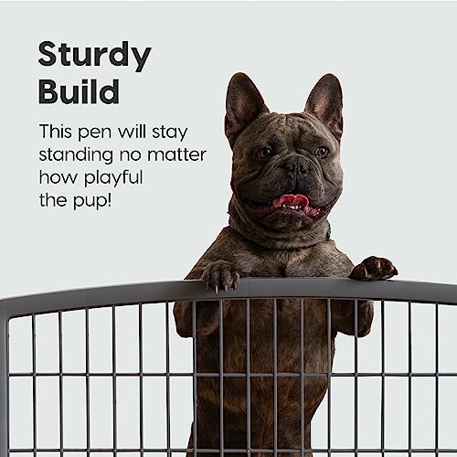 Image of IRIS USA 4-Panel Dog Playpen, Pet Enclosure, Dark Gray