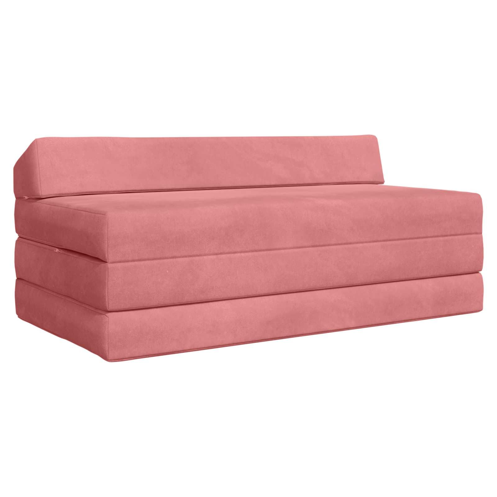 Sofá cama plegable de tela con relleno de espuma y funda lavable rosa de 120x60 cm
