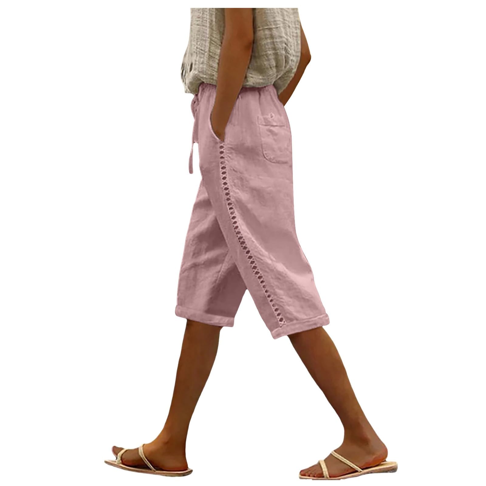 Generic Pantalón Mujer de Mujer, cómodos, Informales, Sueltos, Pantalones Cortos de Playa de Verano, Pantalones Cortos de Senderismo con Bolsillo Mallas Mujer Estampados
