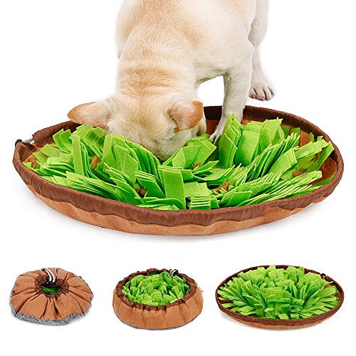 AEITPET Tapis de Fouille Chien, Jouet Tapis Snuffle Chien Chien Snuffle Ma Jouet Chien Tapis Gamelle Chien Pliable Lavable en Machine Multifonction Jouets Educatifs pour Chien (Marron) Cover