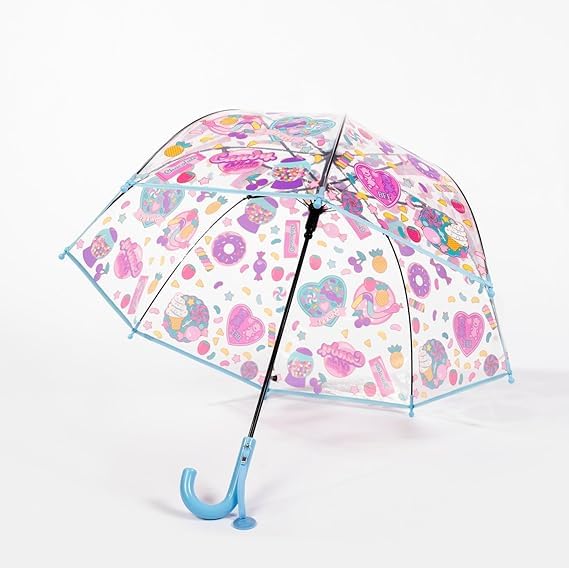 Image of Rainbow Smiling Sun Umbrellas Children Magic Cloud Transparent, See through Dome Umbrella for Children, Umbrella for Girls and Boys, Umbrella for Kids