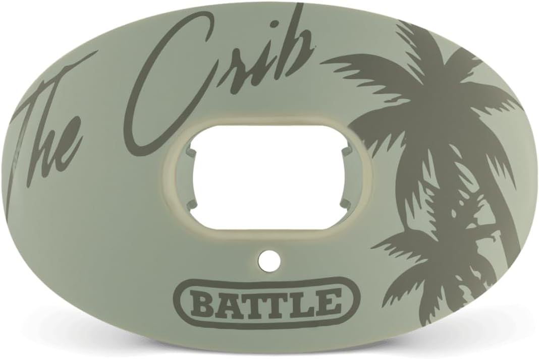 Battle The Crib Oxygen Mouthguard: No Boil, Max Breathability, Largest Breathing Hole, One Size Fits Most - Beige/Pale Green