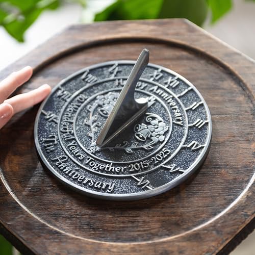 Anniversary Sundial Gift For 10th Tin Wedding Anniversary In 2025 - Recycled Metal Home Decor Or Garden Present Idea - Handmade In UK For Him, Her Parents Or Couples 10 Year Celebration - Image 4