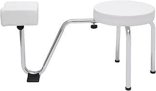 Foot Care Stool with Footrest, 2 in 1 Pedicure Stool Chair Tattoo Footstool Adjustable PVC Pad Footrest Stand for Nail Tec...