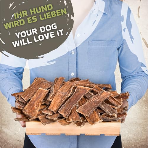 Rinderschlund Kausnacks für Hunde 1kg (ca. 43–48 Stück) | natürliche Rindfleisch-Leckerlis | Single Protein | ohne Rohhaut | proteinreich | Flache Streifen aus Rinderschlund