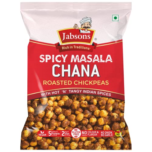 Image of Jabsons Roasted Chana Spicy Masala, 150g | Protein-Rich Healthy Namkeen | No Onion No Garlic | Gluten-Free Roasted Chickpeas | Ready to Eat Masala Chana Snack