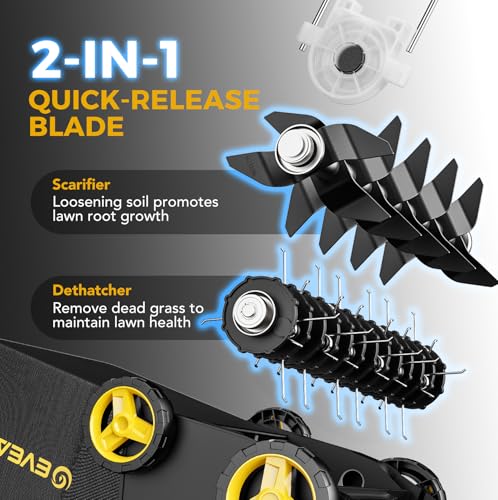 EVEAGE 16 Inch 2-in-1 Electric Dethatcher and Scarifier 5-Position Depth Adjustment - image 6