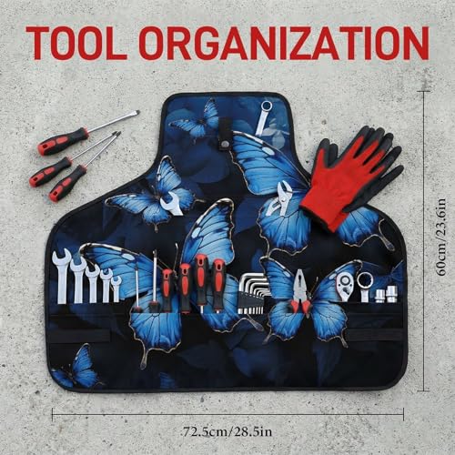 Delantal de trabajo azul oscuro con mariposas miniatura 2