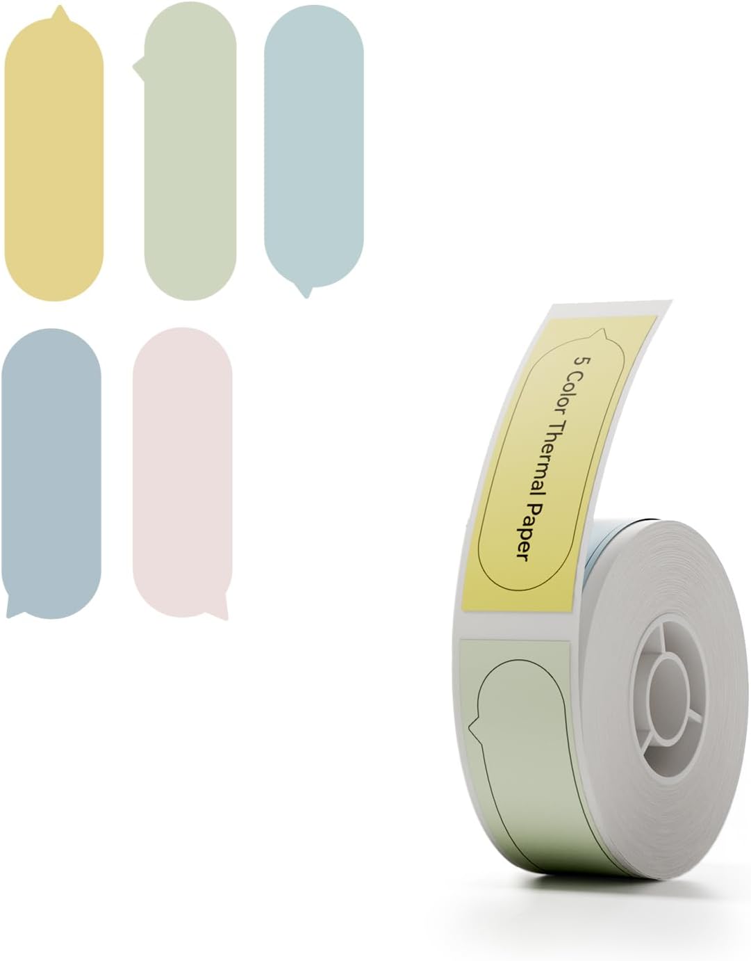 D110 Label Maker Tape, 14x40mm (0.55"x1.57") 160Label/Roll, Waterproof Label for Home Office Oragnization (5 Colors)