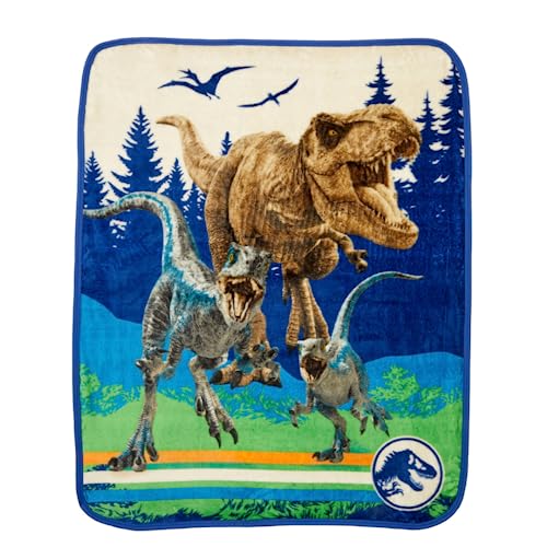Image of Jurassic World Dominion Rexy T-Rex Kids Bedding Super Soft Silk Touch Throw, 40 in x 50 in, (Official Licensed Product) By Franco