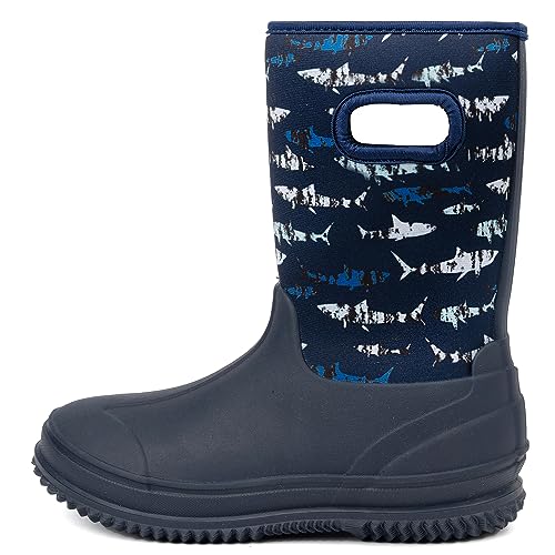 HugRain Toddler Kids Adorable Warm Neoprene Waterproof Rain Boots