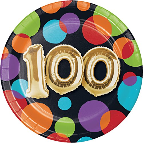 Balloon 100th Birthday Dessert Plates, 24 ct