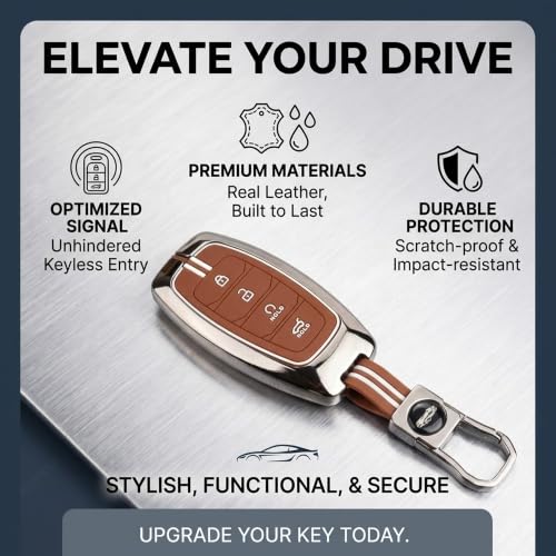 Image of Coll of Fest Premium Metal Brown Silicone Key Cover Compatible with Hyundai Verna 2023 2024 | i20 Facelift N Line N8 Car 4 Button Smart Key Glow in the Dark