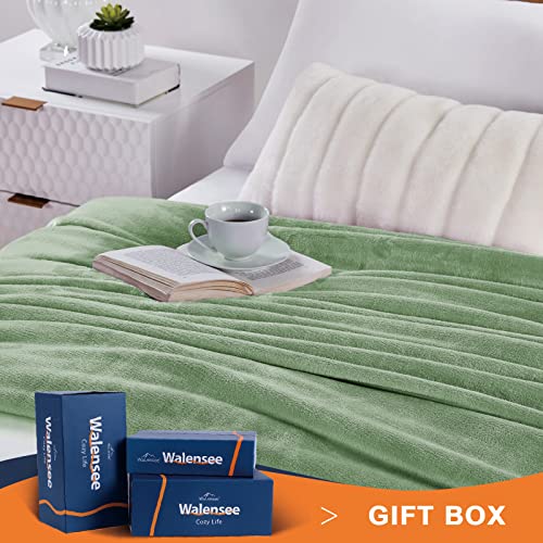 Walensee Fleece Blanket Plush Throw Fuzzy Lightweight (Throw Size 50X60 Sage Green) Super Soft Microfiber Flannel Blankets For Couch, Bed, Sofa Luxurious Warm And Cozy For All Seasons #TOP1