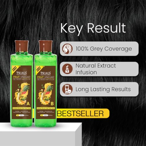 Image of PROADS Darkest Brown Hair Color Gel with Fruit Vinegar, Fast 30-Min Hair Dye for Men & Women, Dermatologically Tested, Repair Broken and Damaged Hair, Long Lasting, No Drip, Mess-Free Gel Hair Color (500mlX2)