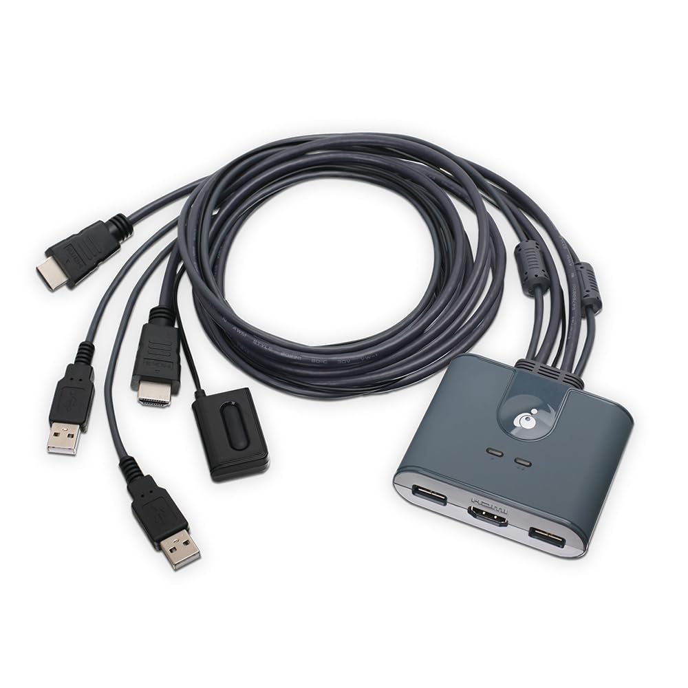 IOGEAR 2-Port HDMI KVM Switch with Cables – USB & HDMI Connections – Control 2 Computers with One Monitor, Keyboard & Mouse – Plug & Play – 1080p/1920x1200 – Windows, Mac, Linux — GCS32HU