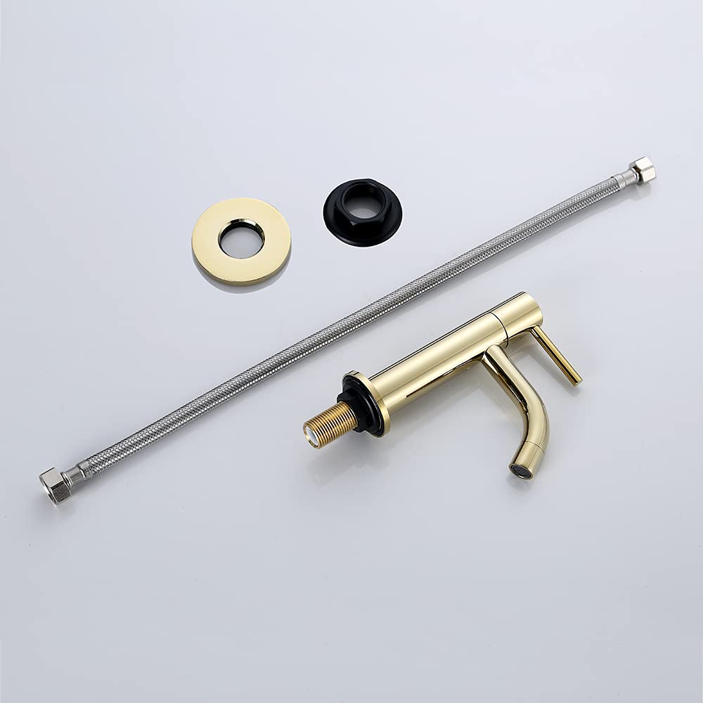 JOHO Bateria umywalkowa, armatura do zimnej wody, kran do zimnej wody (YB001 Golden)