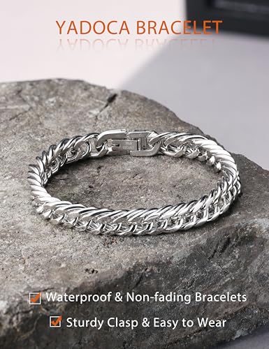 Pulsera de Plata para Hombre YADOCA Cadena Figaro Acero miniatura 2