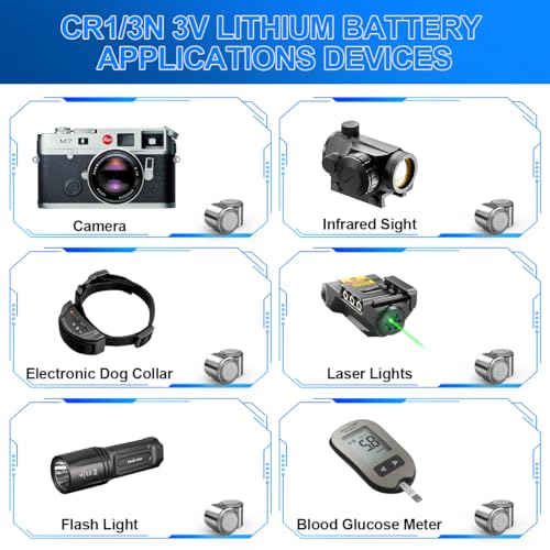 CR1/3N DL1/3N Lithium Batterien, 3V 170mAh CR1/3N Batterie, für CR11108 2L76 K58L, elektronische Halsbänder für Haustiere, Laservisiere, Sportelektronik, Smart Home Geräte etc(8-PCS)