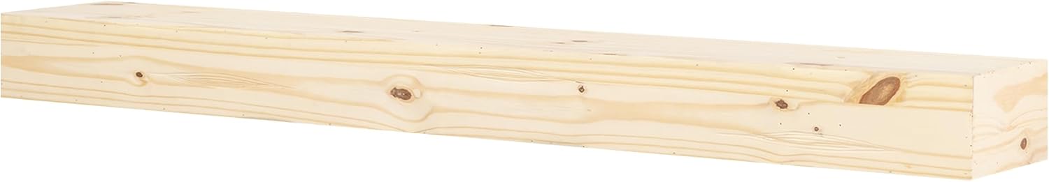 MANTELSDIRECT Breckenridge 72” Fireplace Mantel Shelf with Corbels – Rustic Floating Mantel Shelf for Over Fireplace – Unfinished - Wood Shelf for Wall – Pine Box Construction