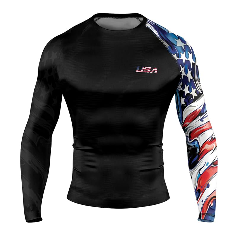 Men's Patriot Rash Guard Long Sleeve – No-Gi Compression Shirt for BJJ MMA Jiu Jitsu Wrestling & Grappling2