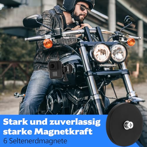4 Starker Magnet mit Gewinde,43mm Magnet Gummiert mit M4 Schrauben,Neodym Magnete Gummiert,Anti-Rutsch Magneten Magnetfuß,Magnete zum Schrauben für Lichtleisten Fahrzeuge(Extra Stark 15kg Haftkraft)