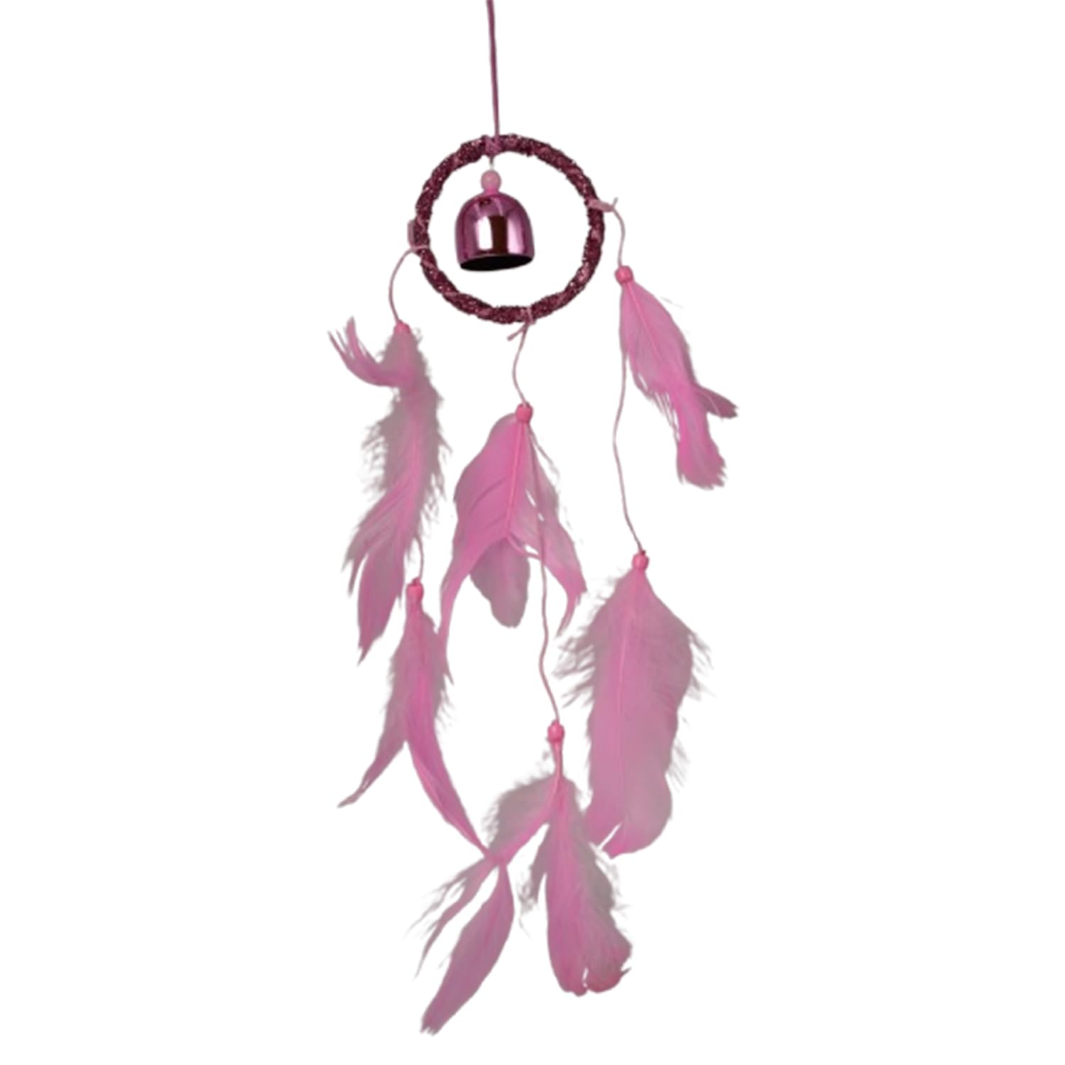 Limitless Wind Chimes Outdoor Dream Catcher Car Mini Feather Wind Chimes Wall Hanging Decor Handmade Catcher Feather Pendant Decoration, Assorted Color (Large Bell Feather)