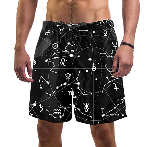 Maillots de bain hommes JDEZ constellations zodiaque short de plage séchage rapide