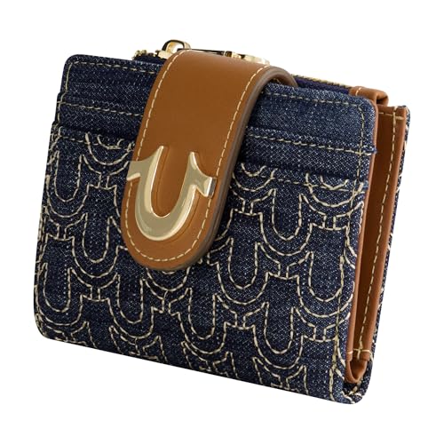 True Religion Women's Mini Wallet, Horseshoe Logo Small Compact Clutch Purse, Dark Denim, One Size4