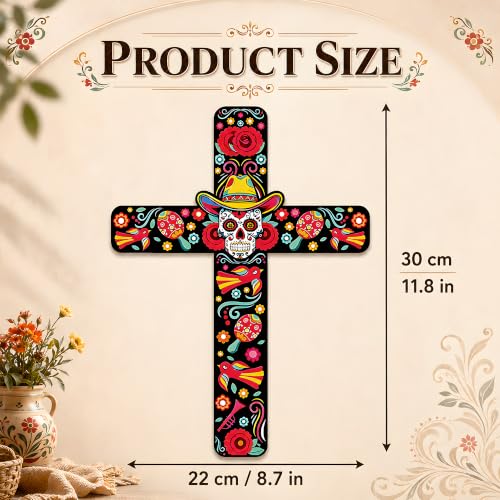 Image of Day of The Dead Decorations - 2PCS Dia de los Muertos Cross Wall Decor