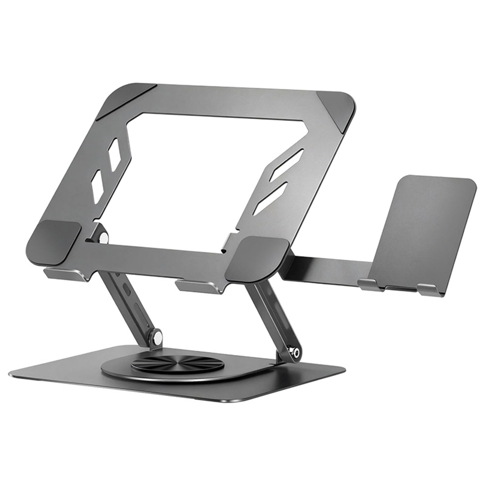 COOLHOOD Soporte ergonómico plegable para computadora con base giratoria y doble ajuste de altura para ver el soporte giratorio para laptop