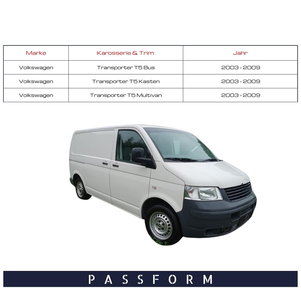 Spieg Außenspiegel Rechts für Volkswagen Transporter T5, Multivan 2003-2009 Elektrisch Verstellbar, Beheizt, Manuell Einklappbar, Schwarz, 5 PIN (Beifahrerseite)