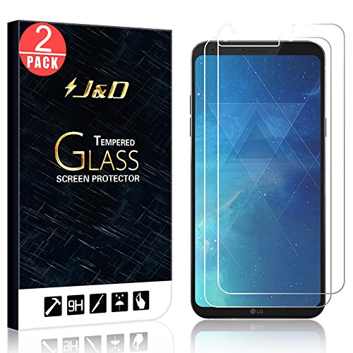 J&D Compatible para 2 Paquetes LG Q6 Protector de Pantalla, [Cristal Templado] [NO Cobertura Completa] HD Claro Vidrio Balístico Protector de Pantalla para LG Q6