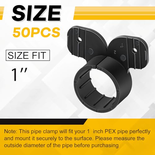 Image of Briwooody 50 Pack 1 Inch Pex Suspension Pipe Clamps Tubing Supports for Pex, Copper, CPVC Pipe, Butterfly Style(Black)