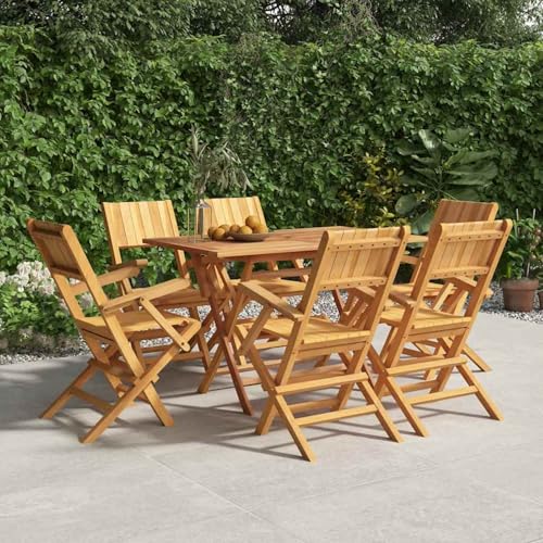 Rantry Sillas de jardín Plegables 6 uds Madera Maciza Teca 55x61x90 cm, Sillón Exterior Terraza Balcón Patio Butaca Asiento Muebles Mobiliario Hogar Comedor Duradera Robusta Sillas de jardín