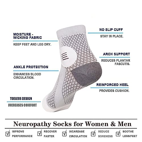 Image of Upgraded Neuropathy Socks 3 Pairs for Women Men,Soothe Relief Ankle Compression Sock 15-20 mmHg