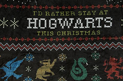 Harry Potter I'd Rather Stay At Hogwarts Holiday Plush Throw Blanket 46' X 60' #TOP1