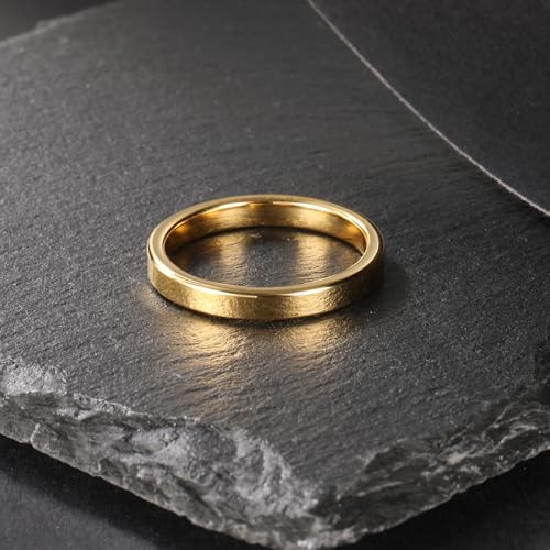 Vakki Tungsten Wedding Rings for Women Silver/Gold/Rose Gold/Black 3mm Flat Comfort Fit Stackable Band Ring, High-polished finish & Non Tarnish4