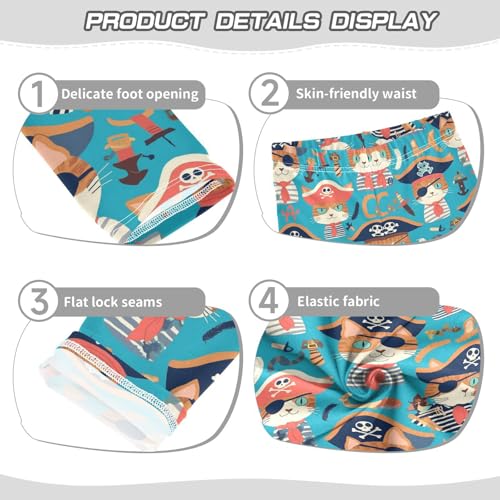 Pirate Cat Ship Girls' Leggings Toddler Doodles Anchor Kids Yoga Pants Dance Active Tights 4T3