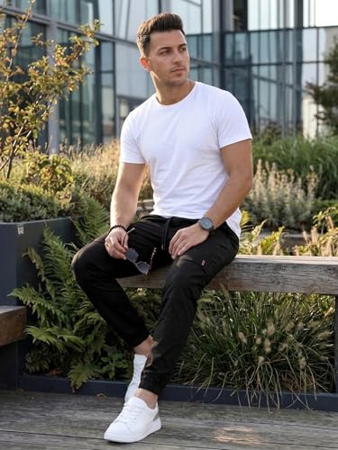 Image of ANNI Designer Men Cargo Pants Cotton Solid | Cargo Pants for Men | Mens Cargo Trouser | Multi Pocket Cargo Pant Regular Fit | Casual Stylish Bottom Wear for Mens Comfortable Clothing