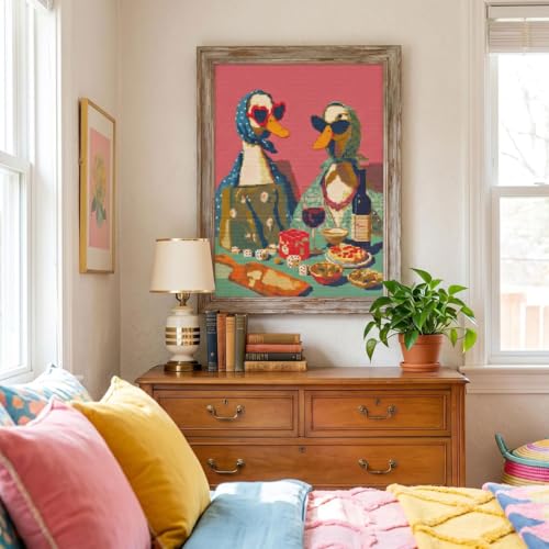 Image of WUSARPLY Party Duck Stamped Cross Stitch Kits for Beginners Adults