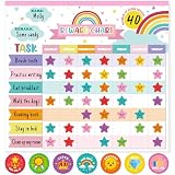 Reward Chart for Kids,Magnetic Behavior Chore Chart for Kids at Home,26 Rainbow White Chore Charts,1960 Star Stickers,56 Reward Stickers,Incentive Chore Chart to Develop Responsibility and Good Habits